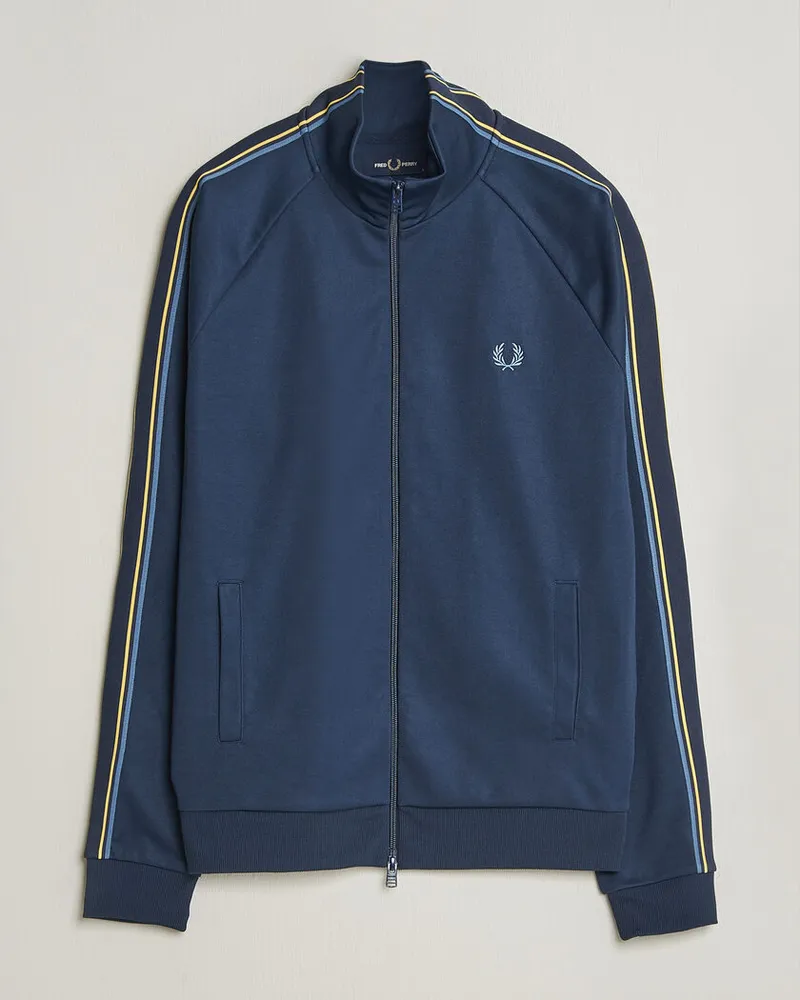 Fred Perry Tramline Taped Track Jacket Tennis Blue Blau