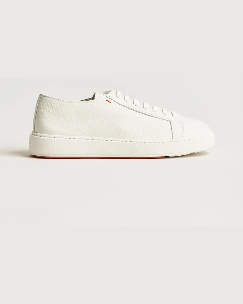 Santoni Low Top Grain Leather Sneaker White Calf Weiß