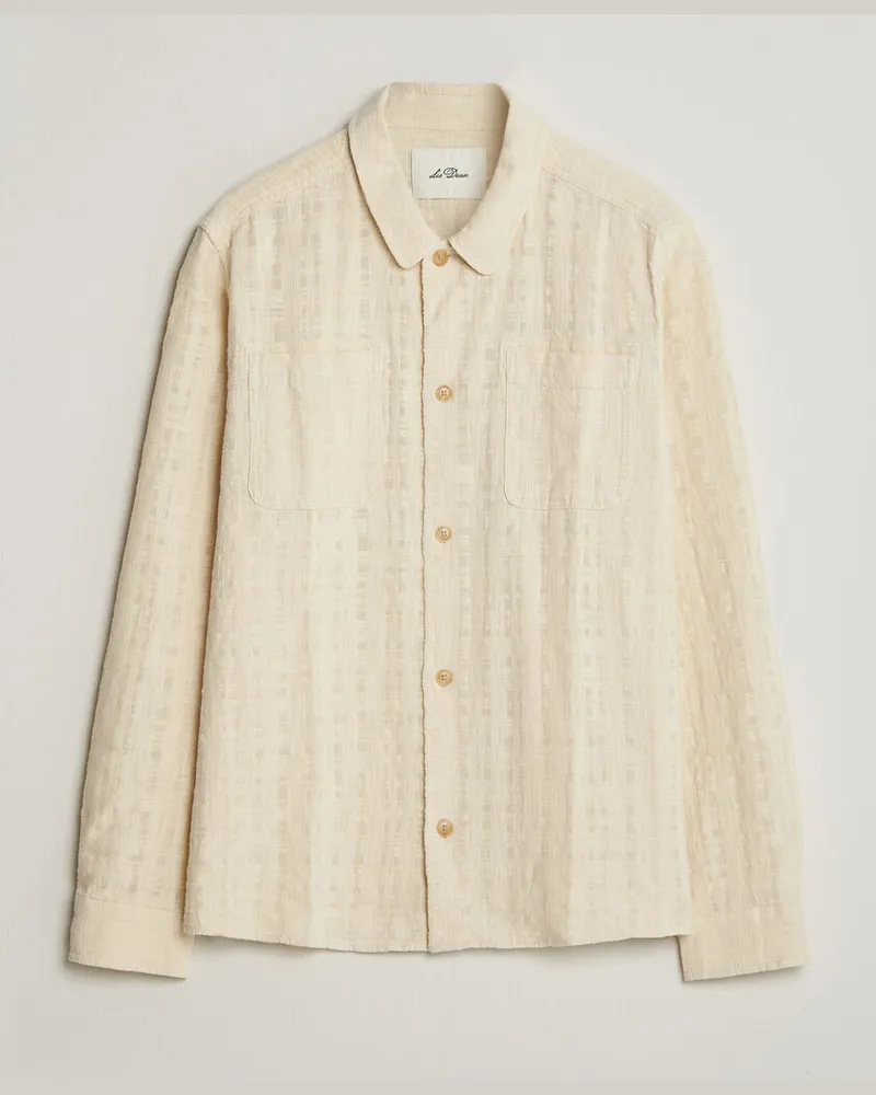 LES DEUX Textured Slub Overshirt Ivory Weiß