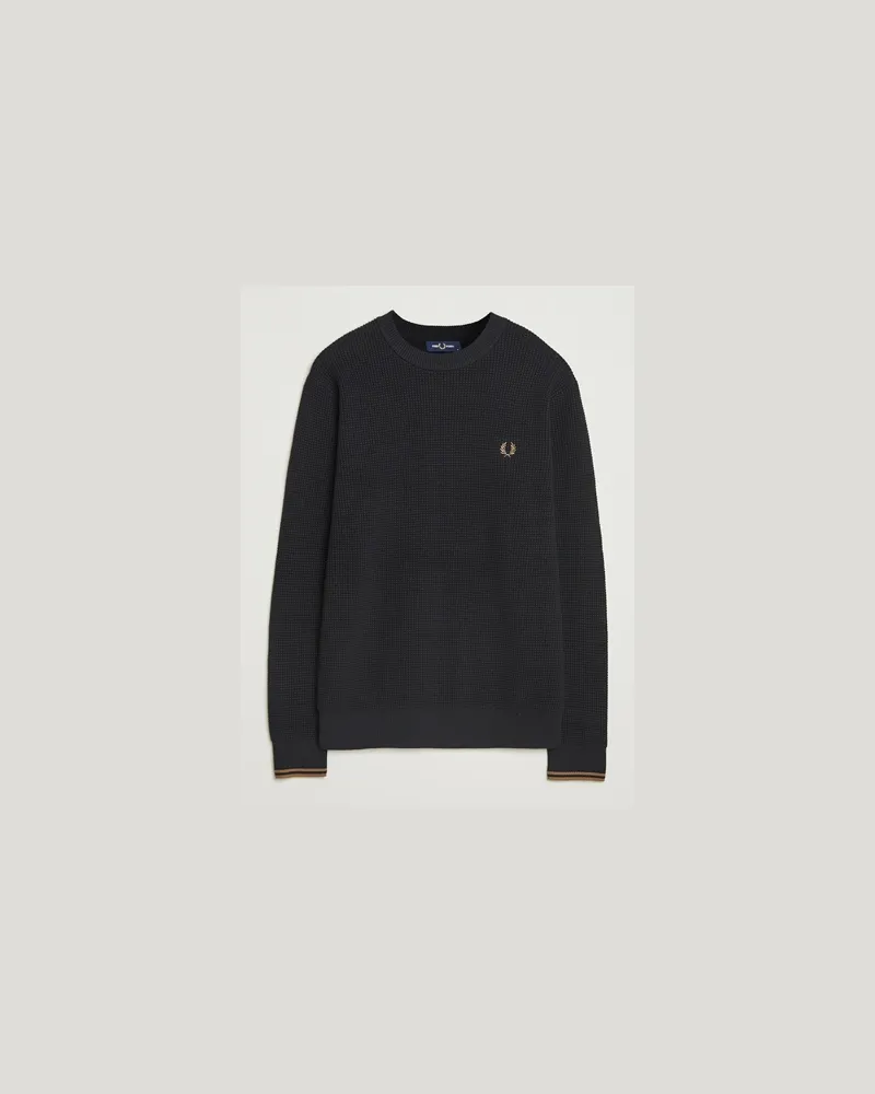 Fred Perry Waffle Stitch Jumper Black Schwarz
