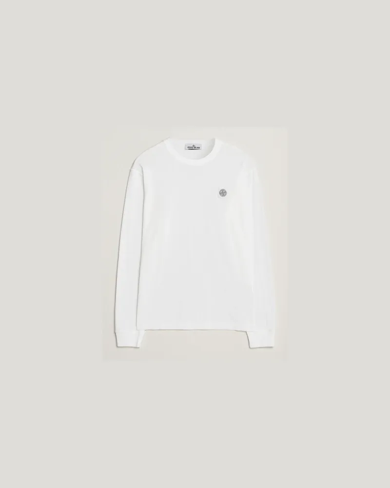 Stone Island Long Sleeve Garment Dyed Cotton Jersey T-Shirt White Weiß