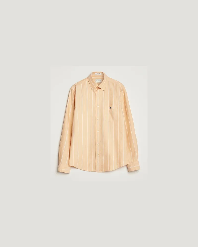 Gant Regular Fit Classic Striped Oxford Shirt Yellow Lichen Gelb