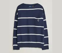 Striped Boat Neck Sweater Navy Combo