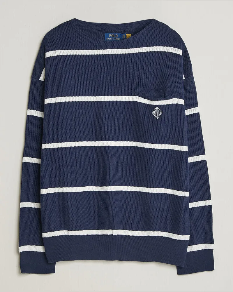 Ralph Lauren Striped Boat Neck Sweater Navy Combo Blau