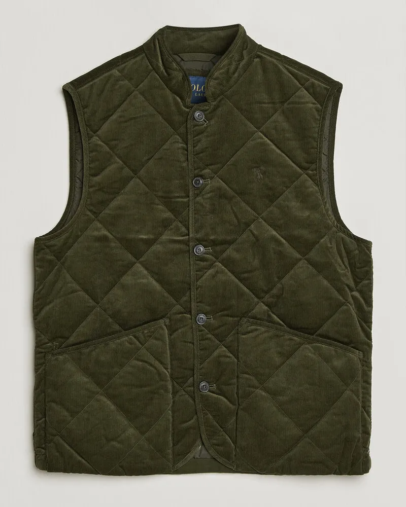 Ralph Lauren Quilted Corduroy Vest Company Olive Grün