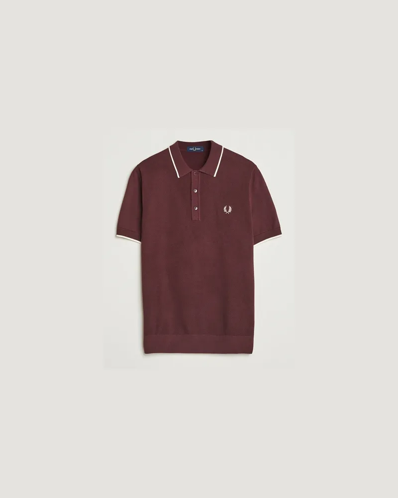 Fred Perry Pique Knitted Tipped Polo Oxblood Rot