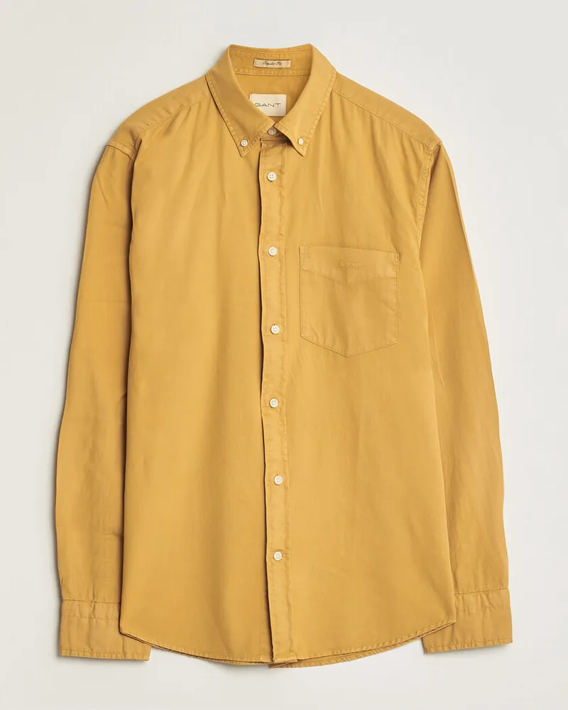 Gant Regular Fit Garment Dyed Twill Shirt Turmeric Shine Gelb