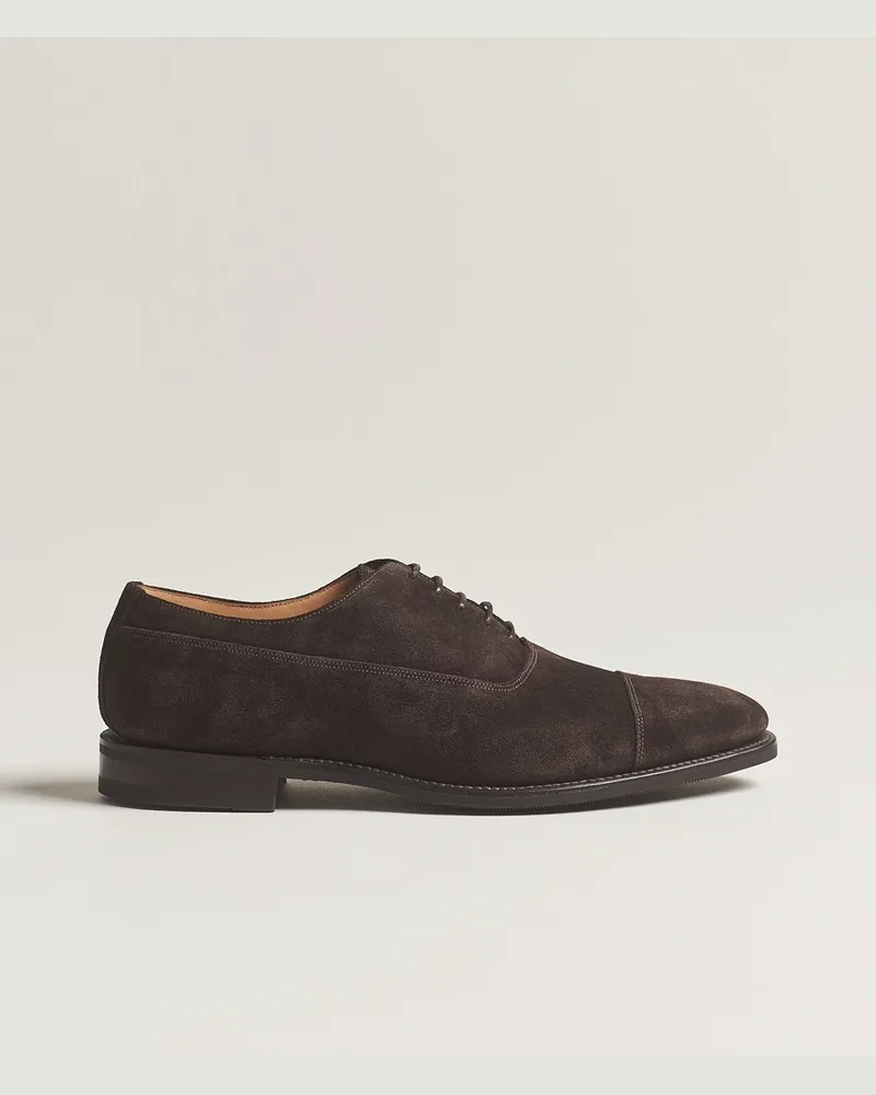 Loake 1880 Truman Suede Oxford Toe Cap Dark Brown Braun