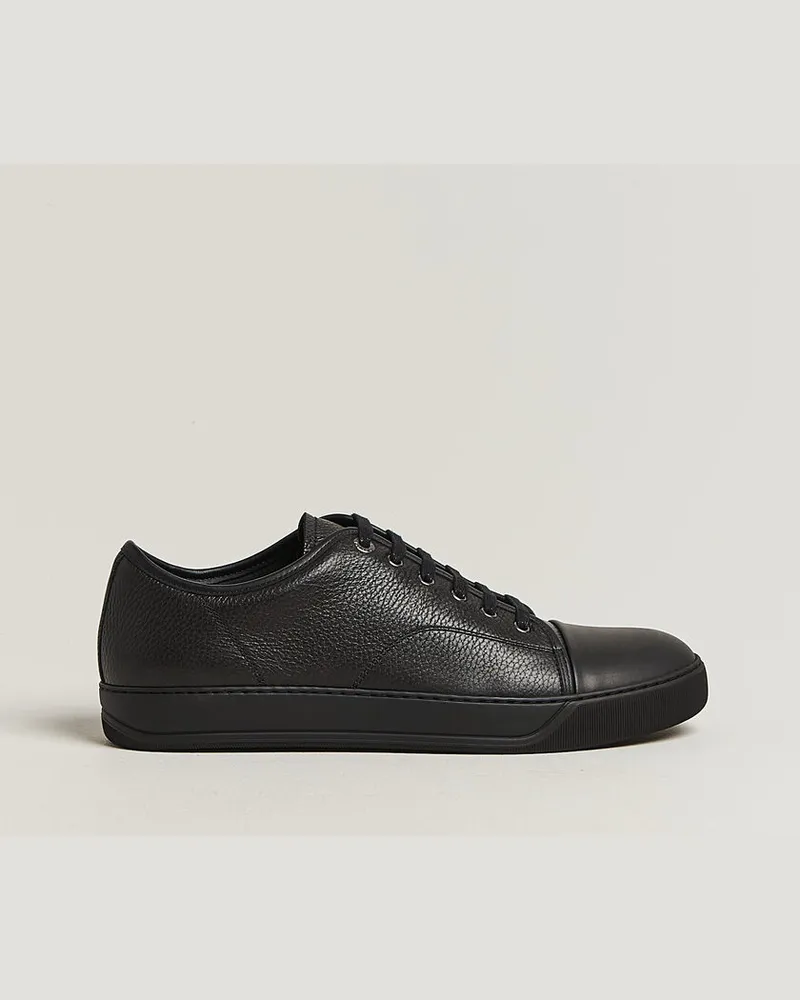 Lanvin DBB1 Grain Leather Cap Toe Sneaker Black Schwarz