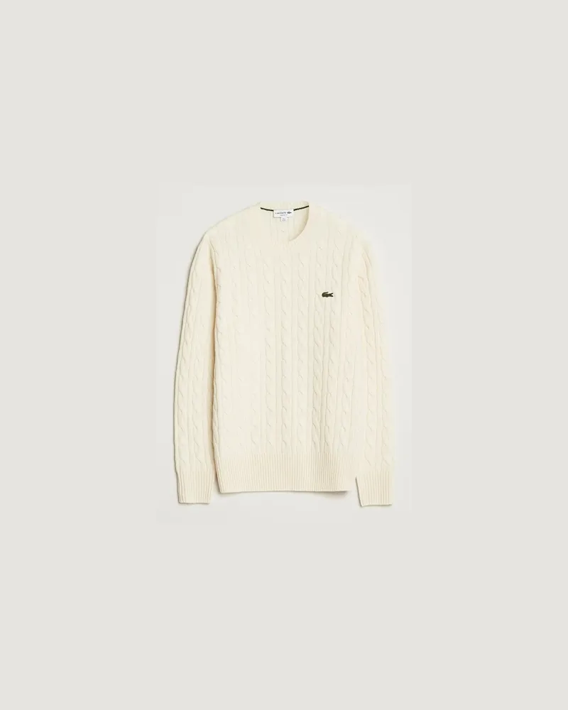 Lacoste Carded Wool Cable Crew Neck Lapland Weiß