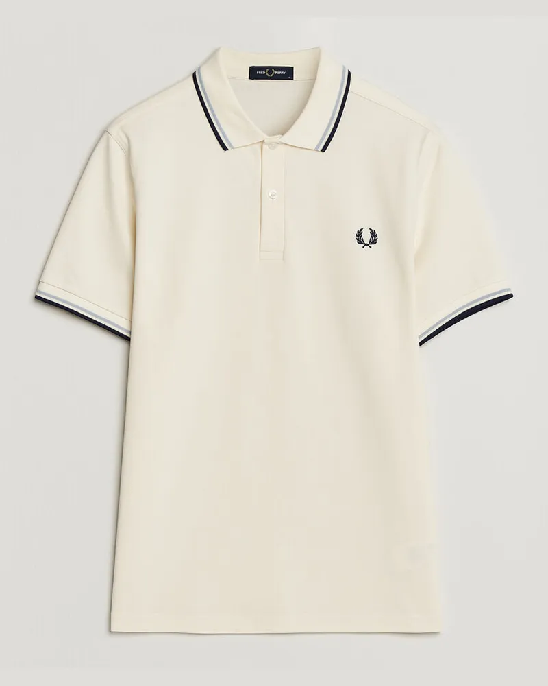 Fred Perry Twin Tipped Polo Shirt Ecru Weiß