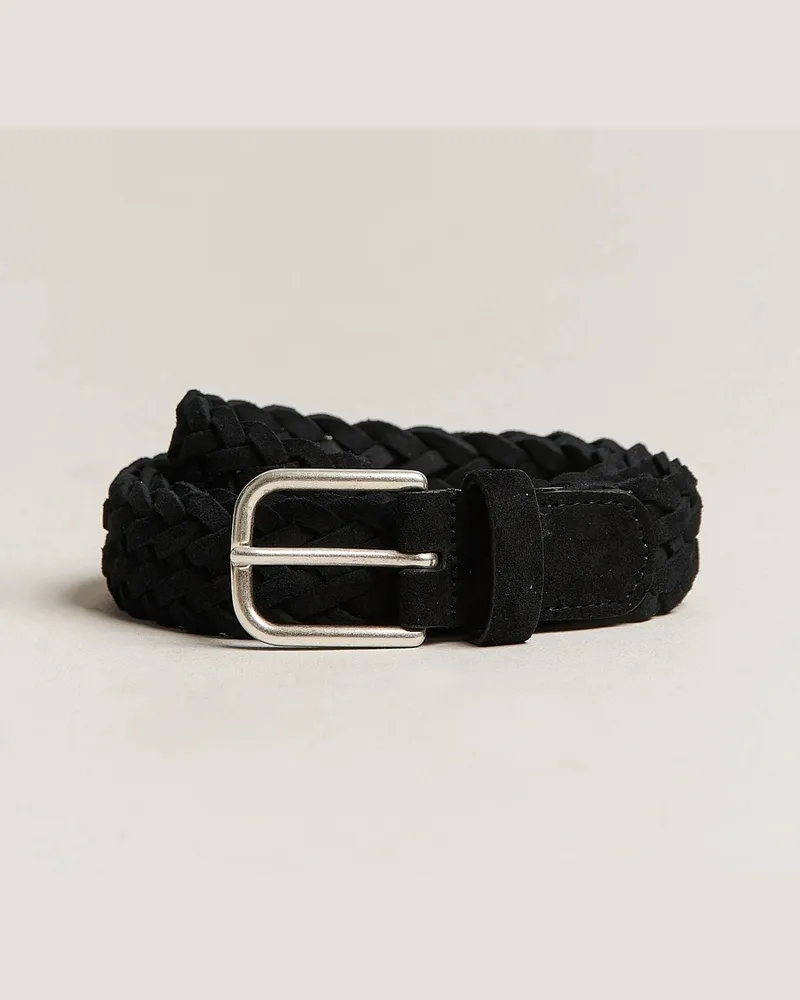 Anderson's Woven Suede Belt 3 cm Black Schwarz