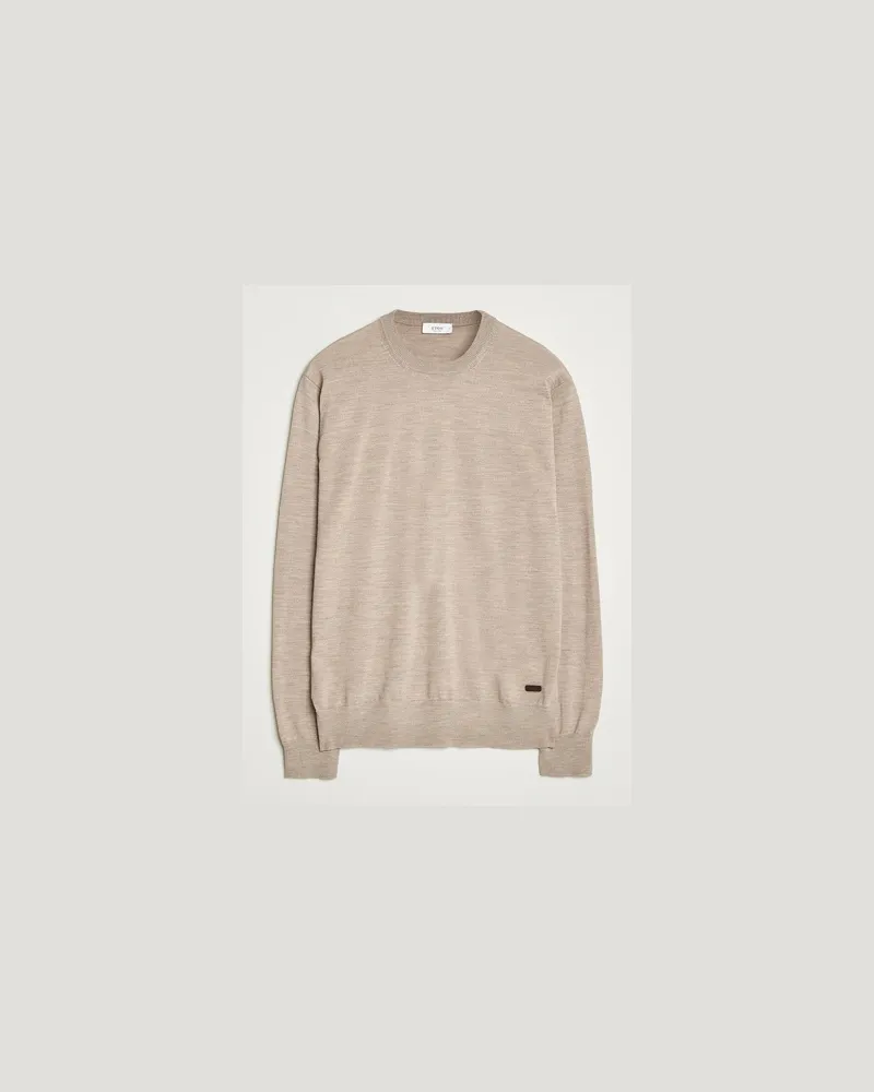Eton Merino Knitted Crew Neck Beige Beige