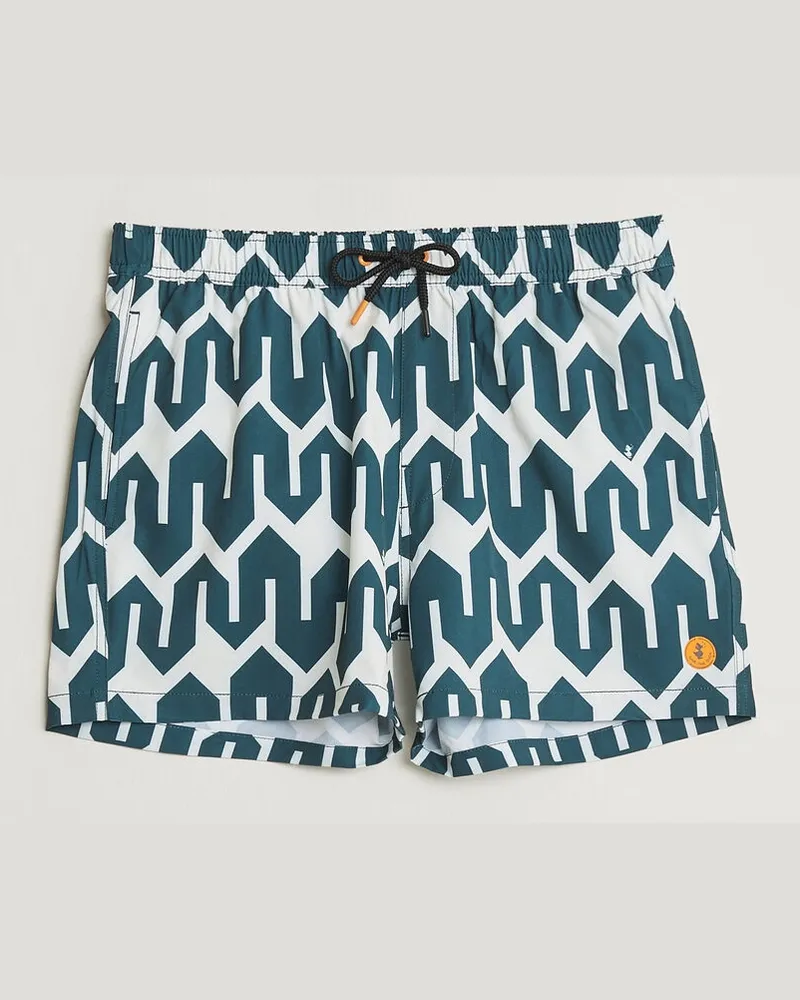 Save The Duck Printed Drawstring Swimshorts Zig Zag Grün