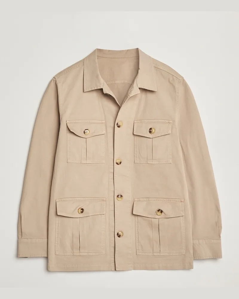 Oscar Jacobson Safari Cotton Shirt Jacket Beige Beige