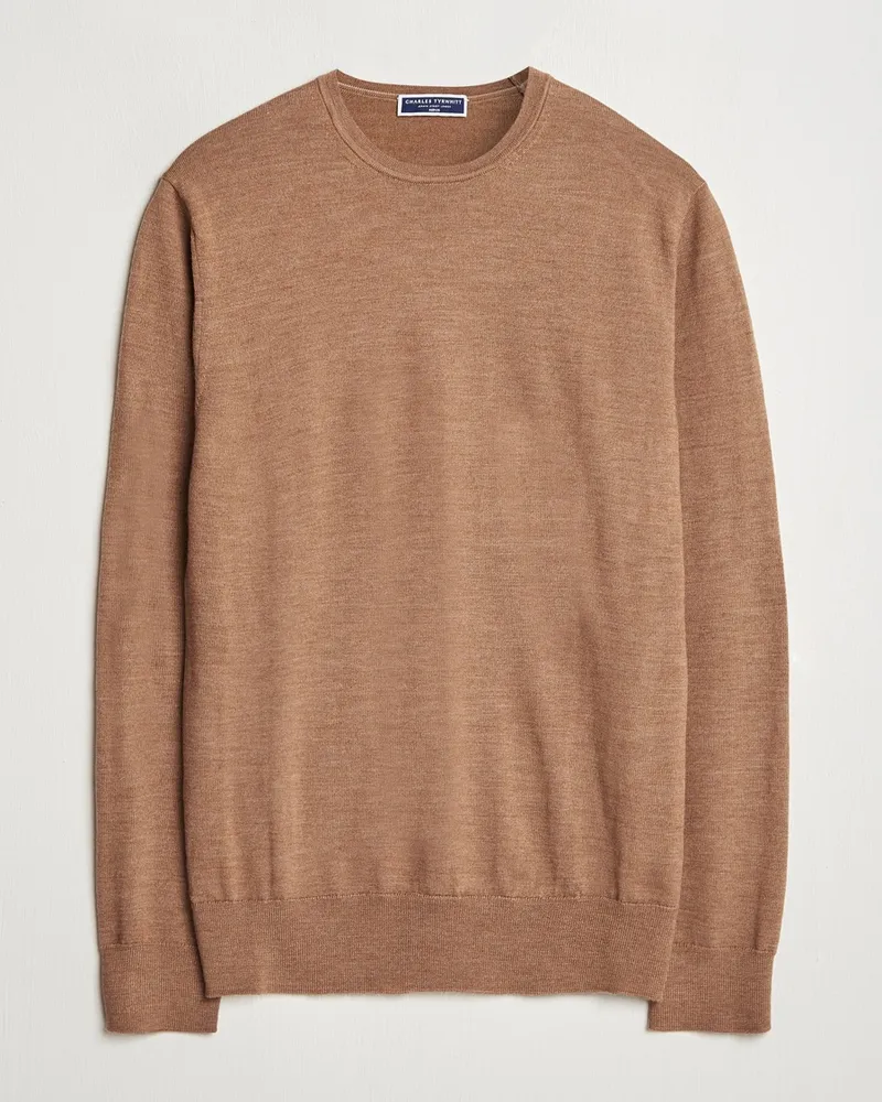 Charles Tyrwhitt Pure Merino Crew Neck Jumper Sand Beige