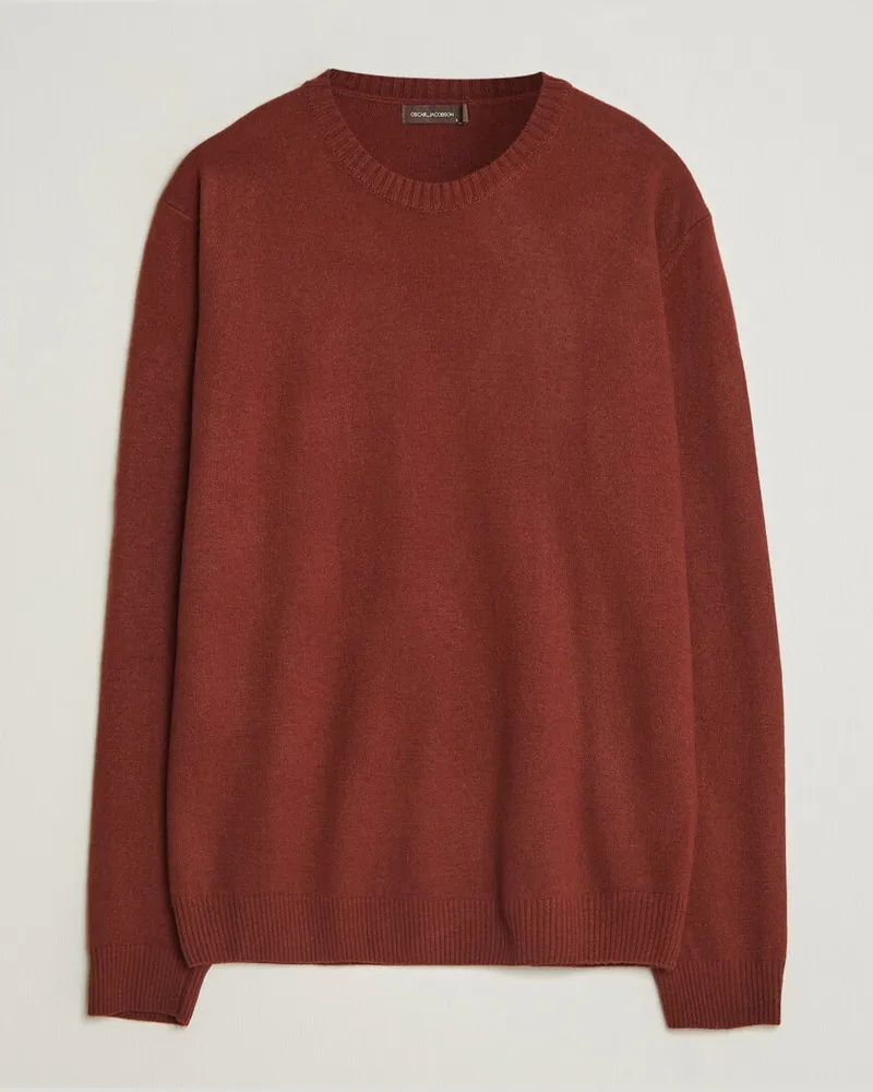 Oscar Jacobson Valter Wool/Cashmere Round Neck Orange Rust Braun