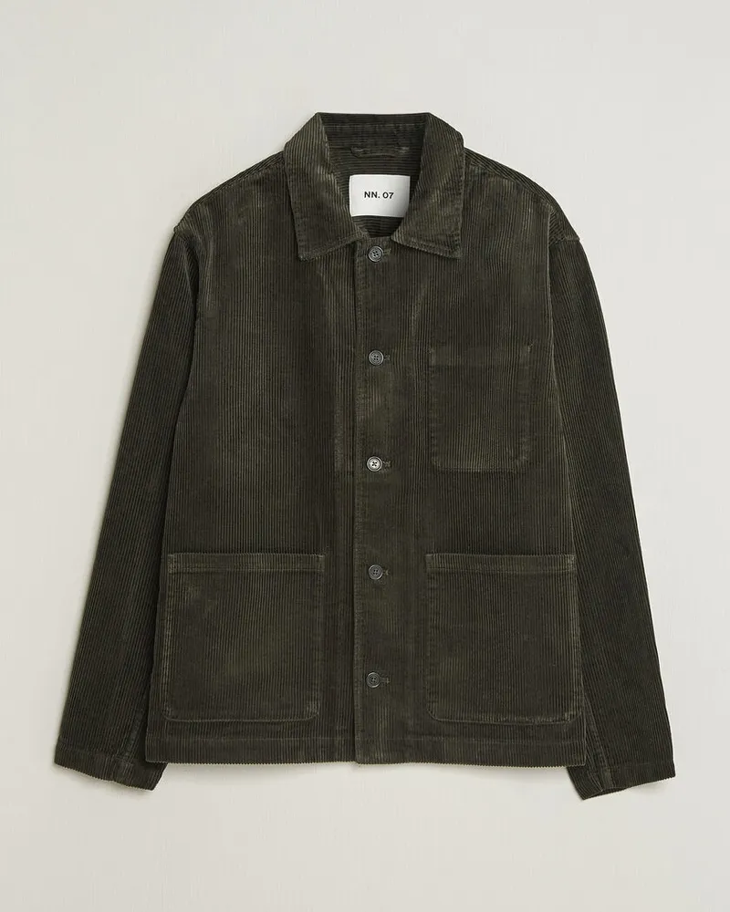 NN 07 Morgan Corduroy Overshirt Dark Army Grün
