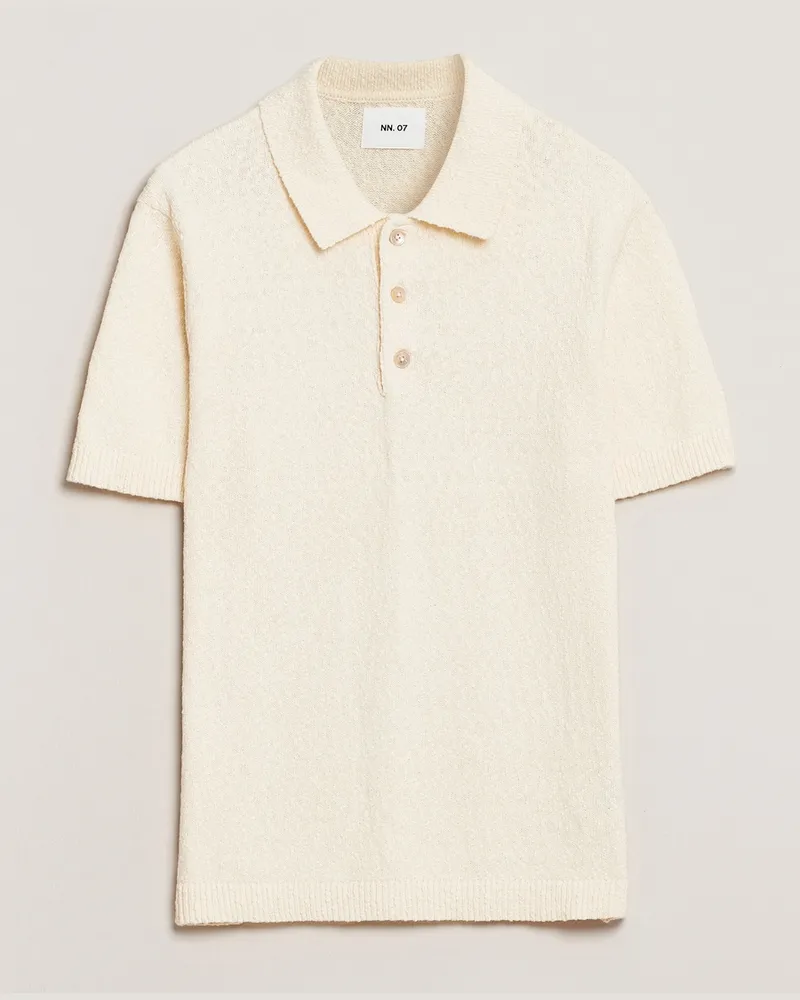 NN 07 Randy Knitted Polo Ecru Weiß