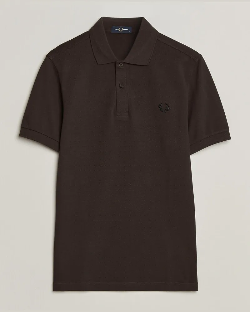 Fred Perry Plain Polo Shirt Night Rich Brown Braun