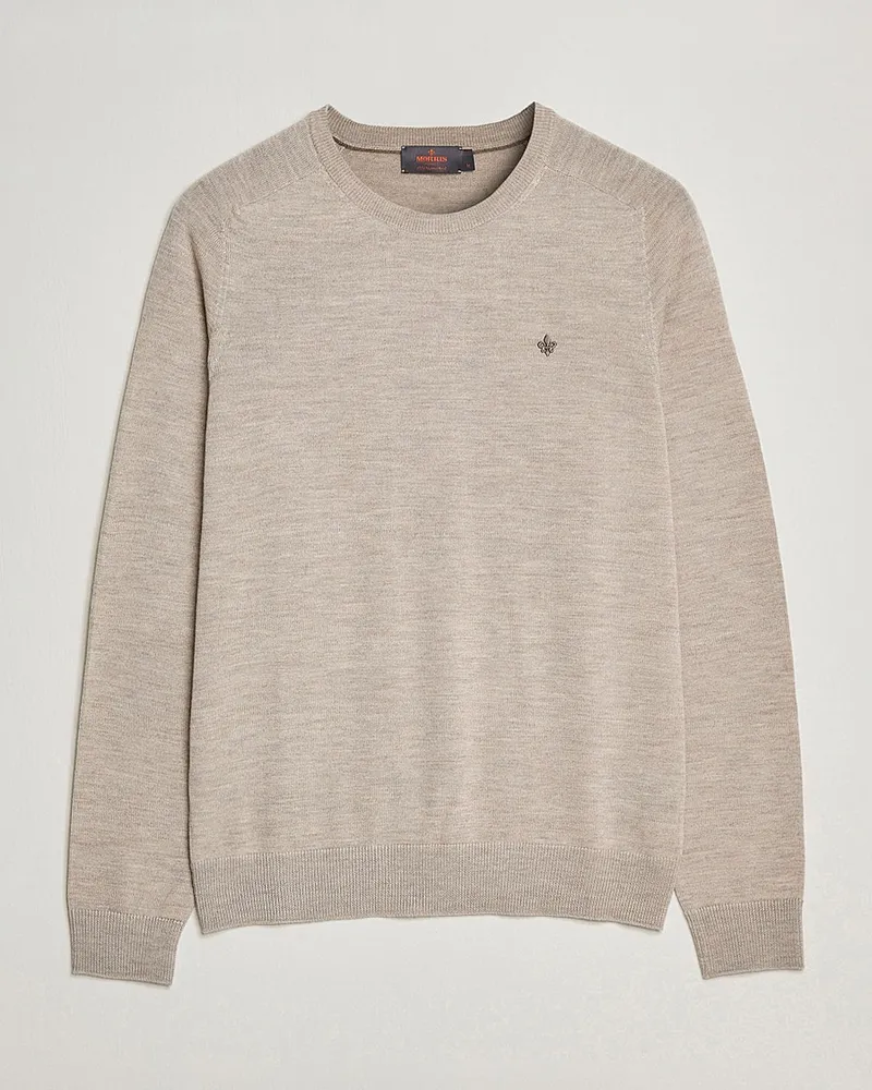Morris Merino O-Neck Khaki Melange Beige