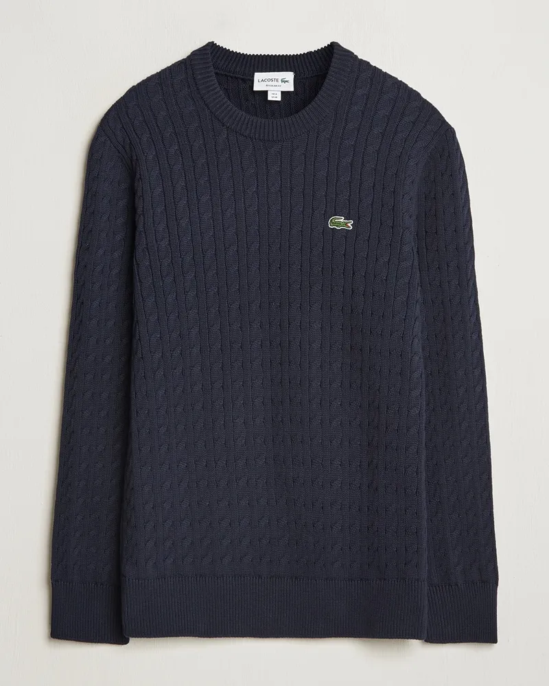 Lacoste Cotton Cable Sweater Navy Blue Blau