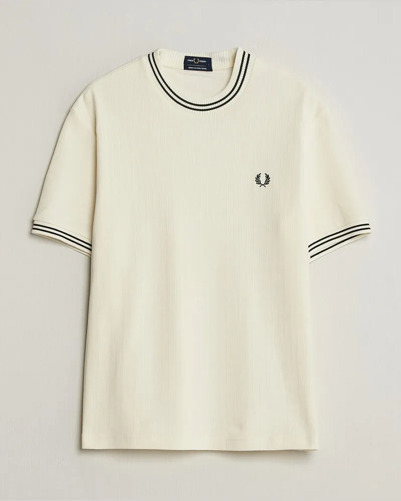 Fred Perry Rib Knitted T-Shirt Ecru Weiß