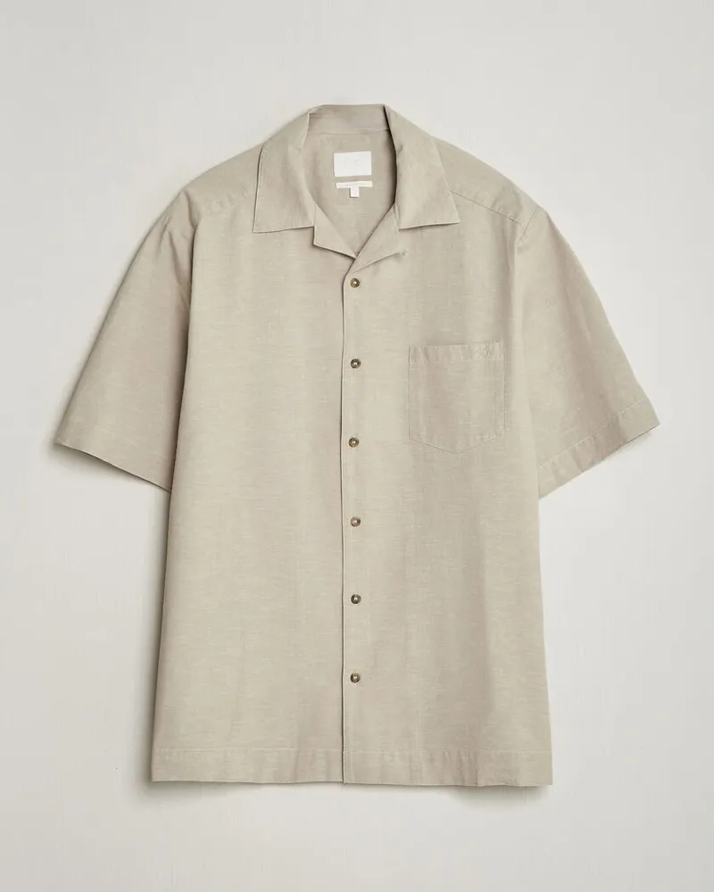 A.P.C. Jude Cotton/Linen Short Sleeve Shirt Sage Green Grün