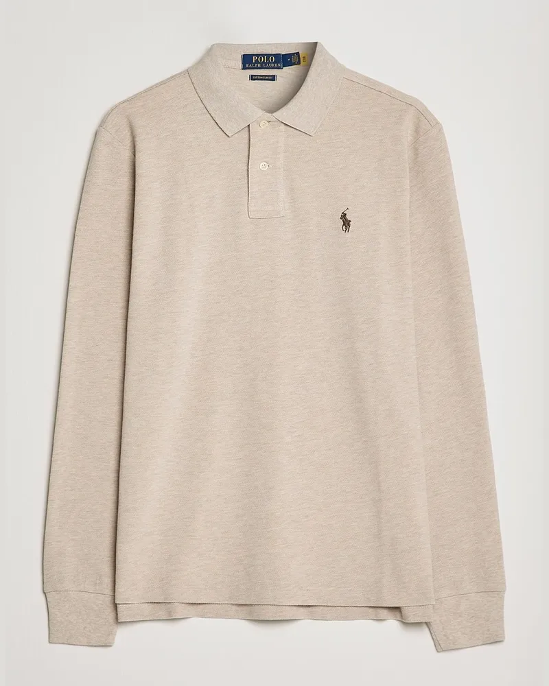Ralph Lauren Custom Slim Fit Long Sleeve Polo Dune Heather Beige