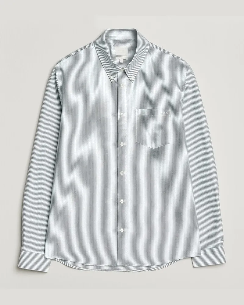 A.P.C. Greg Striped Oxford Shirt Green/White Mehrfarbig