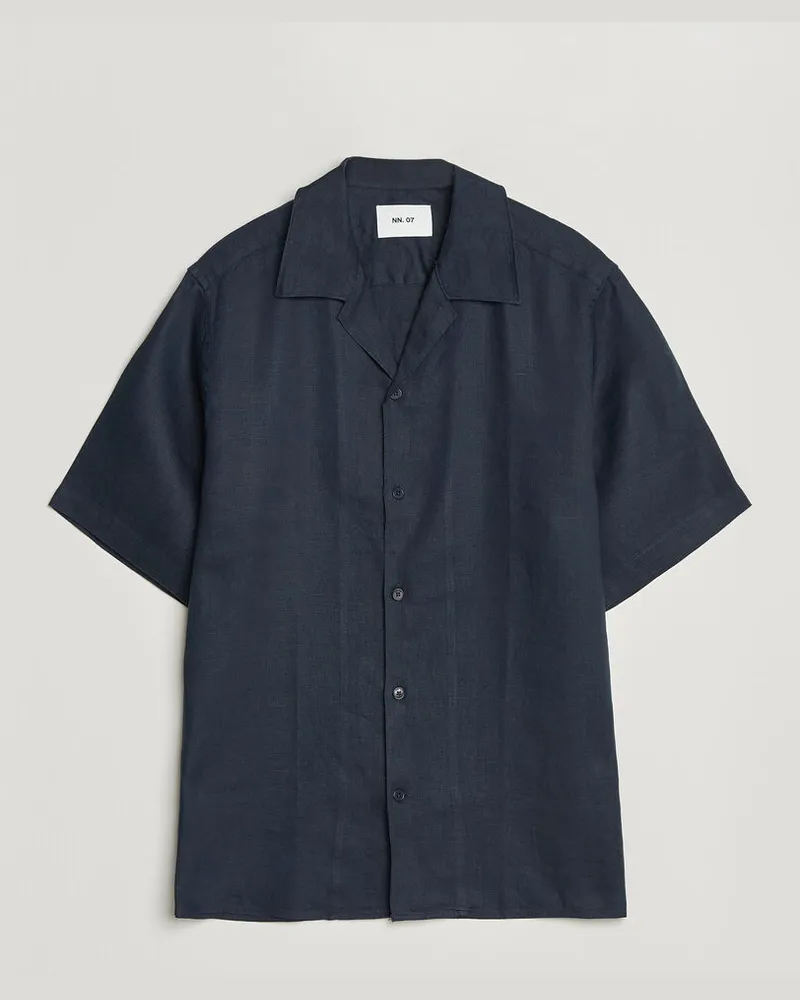 NN 07 Julio Linen Resort Shirt Navy Blue Blau
