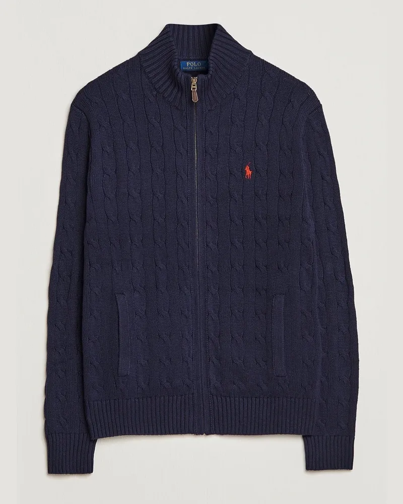 Ralph Lauren Cotton Cable Full Zip Hunter Navy Blau