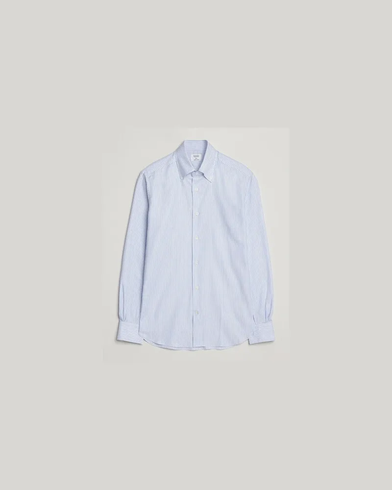 MAZZARELLI Soft Oxford Button Down Shirt Light Blue Stripe Blau