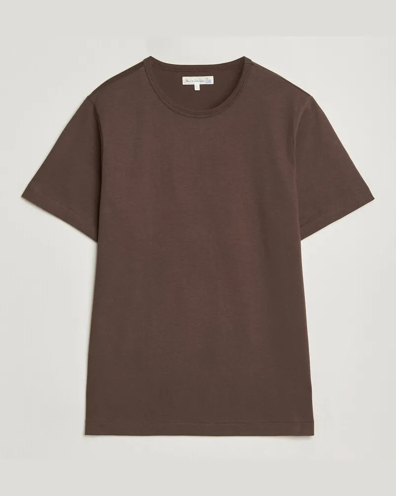 Merz b. Schwanen Classic Fit Sturdy Loopwheeled T-Shirt Chocolate Braun