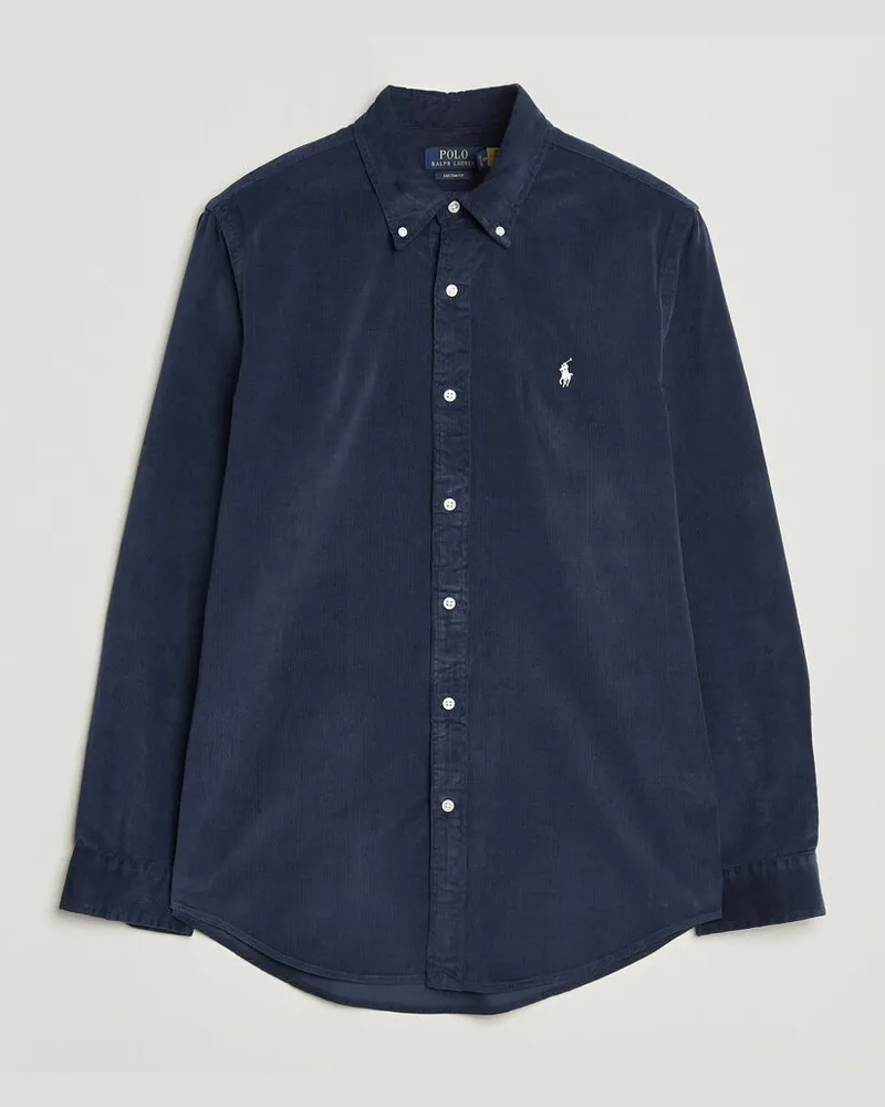 Ralph Lauren Custom Fit BD Corduroy Shirt Newport Navy Blau