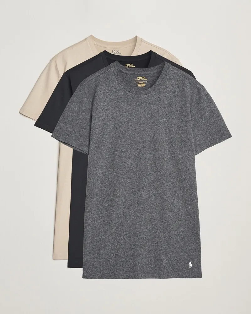 Ralph Lauren 3-Pack Crew Neck T-Shirt Grey/Beige/Black Schwarz