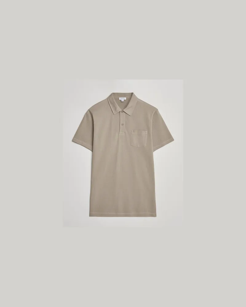 Sunspel Riviera Polo Shirt Fog Beige