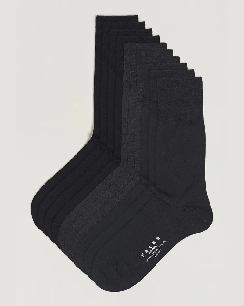 Falke 10-Pack Airport Socks Black/Dark Navy/Anthracite Melange Schwarz