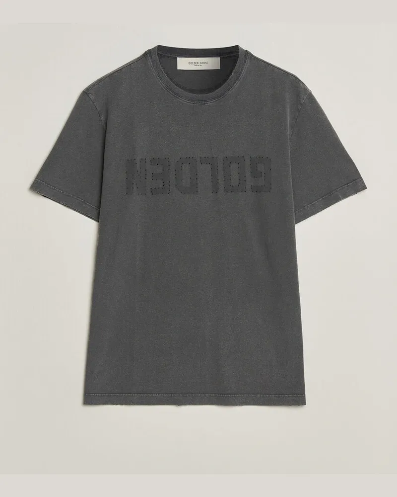 Golden Goose Distressed Cotton T-Shirt Anthracite Grau