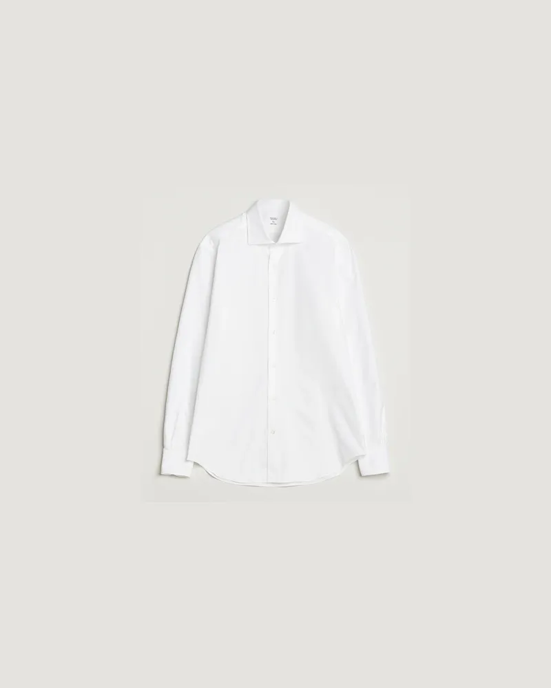 MAZZARELLI Soft Flannel Cut Away Shirt White Weiß