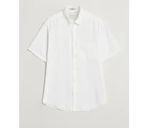 Baumwoll/Leinen Texture Kurzarm Shirt White