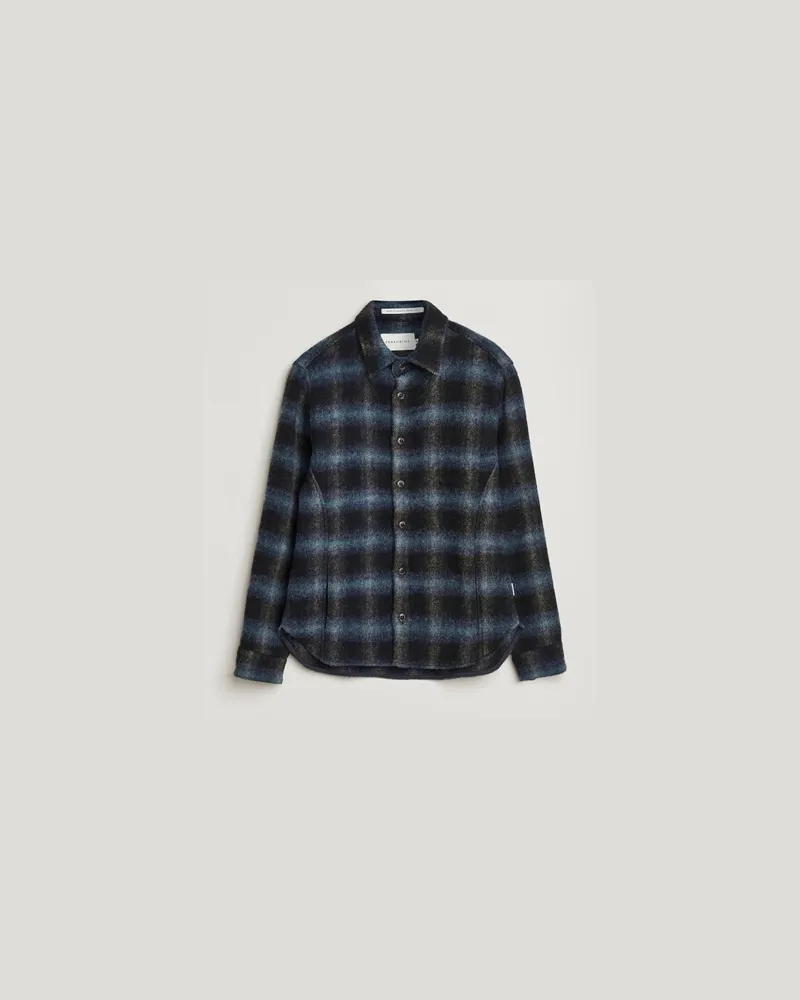 Peregrine Moon Wool Check Overshirt Navy Blau