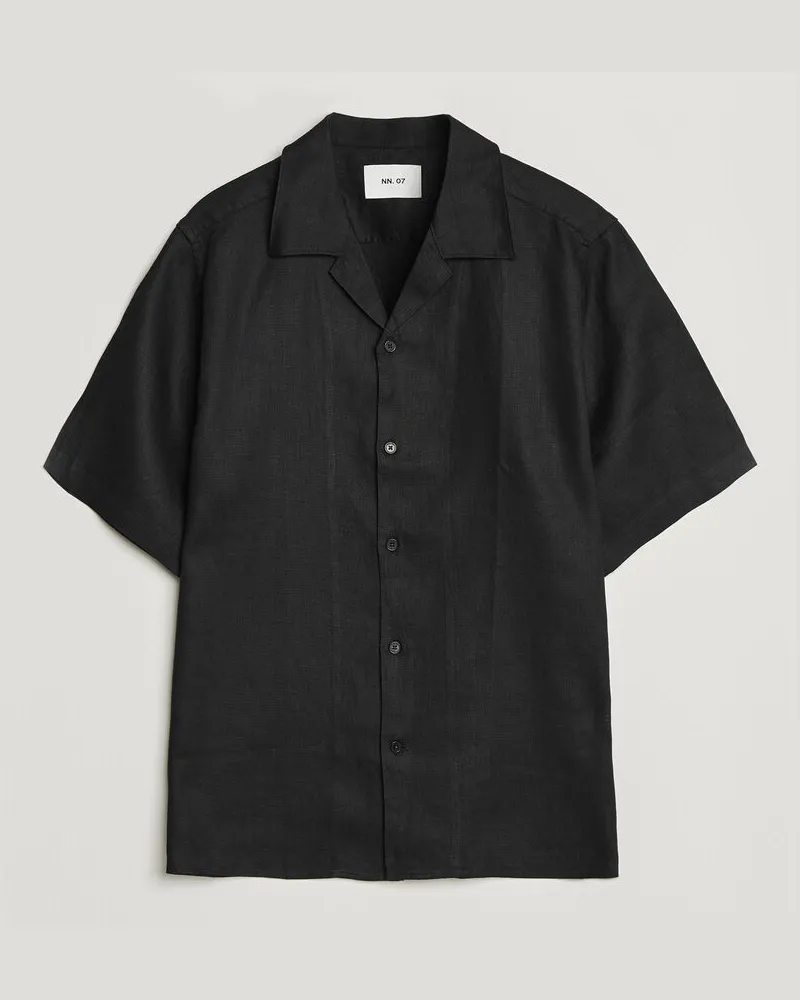 NN 07 Julio Linen Resort Shirt Black Schwarz