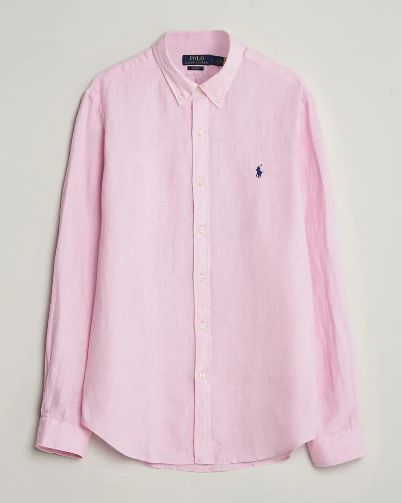 Ralph Lauren Slim Fit Linen Shirt Carmel Pink Rosa
