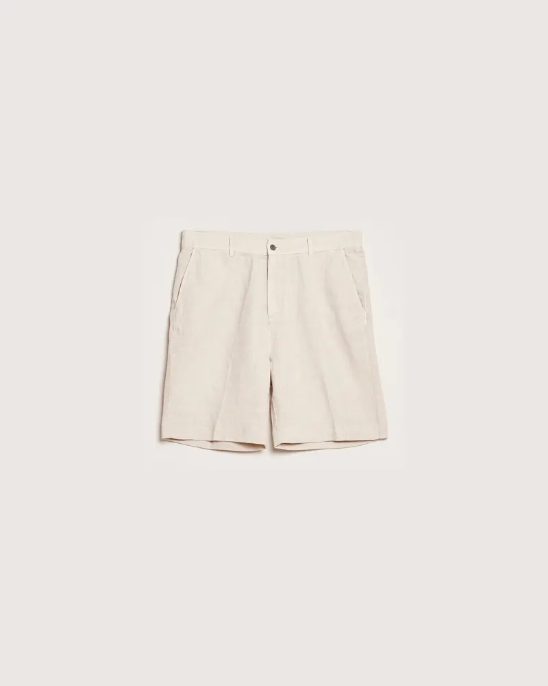 Oscar Jacobson James Casual Linen Shorts Cream Beige