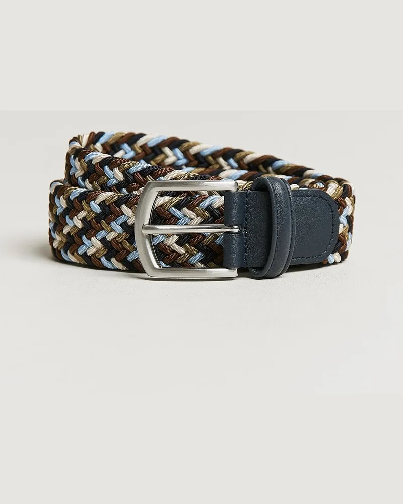 Anderson's Stretch Woven 3,5 cm Belt Navy/Green/Brown Mehrfarbig