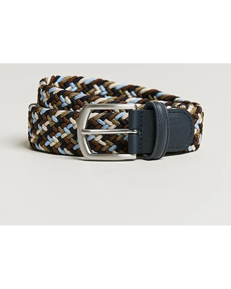 Anderson's Stretch Woven 3,5 cm Belt Navy/Green/Brown Mehrfarbig