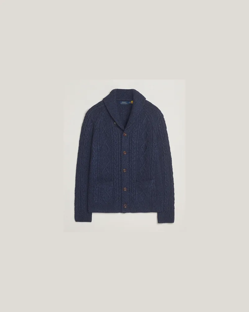 Ralph Lauren Cotton Shawl Cardigan Navy Heather Blau