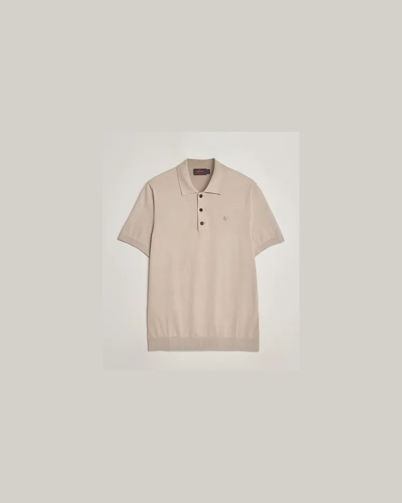 Morris Cenric Baumwoll Stricked Kurzarm Polo Khaki Beige