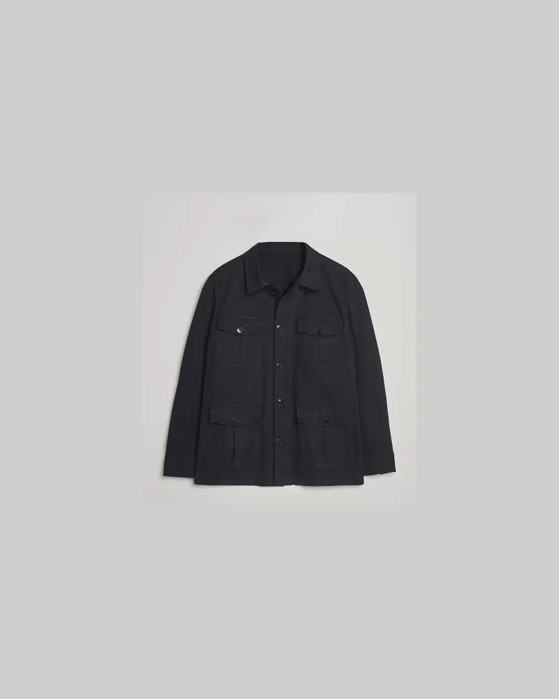 Oscar Jacobson Safari Shirt Jacket Black Schwarz